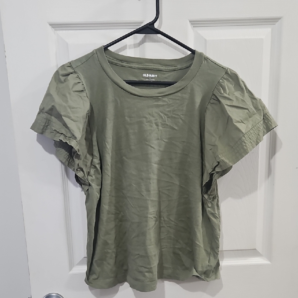 Bundle Sale |Old Navy Women's Moss  Short Sleeve Tee W/Fluufy Sleeve Size Large‎
